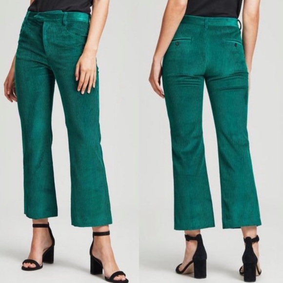 Isabel Marant Pants - ISABEL MARANT Moreo Cord Trousers Pants Green US 10 FR 42 Corduroy Cropped